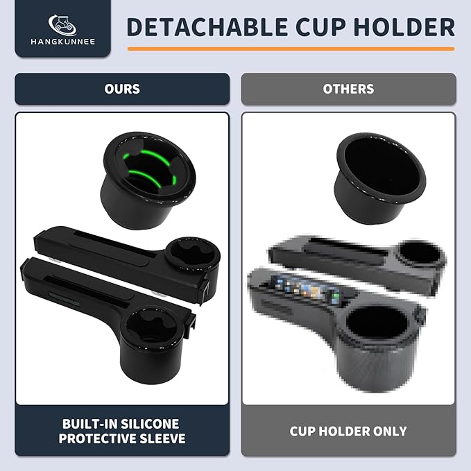 Golf Cart Armrest with Cup Holder Fit for EZGO/Club Car/Yamaha & Most Golf Cart, Universal Rear Seat Arm Rest Set with Phone Holder, No Drilling Required, Fits 1" & 1.25" Square Bar, New ABS Design