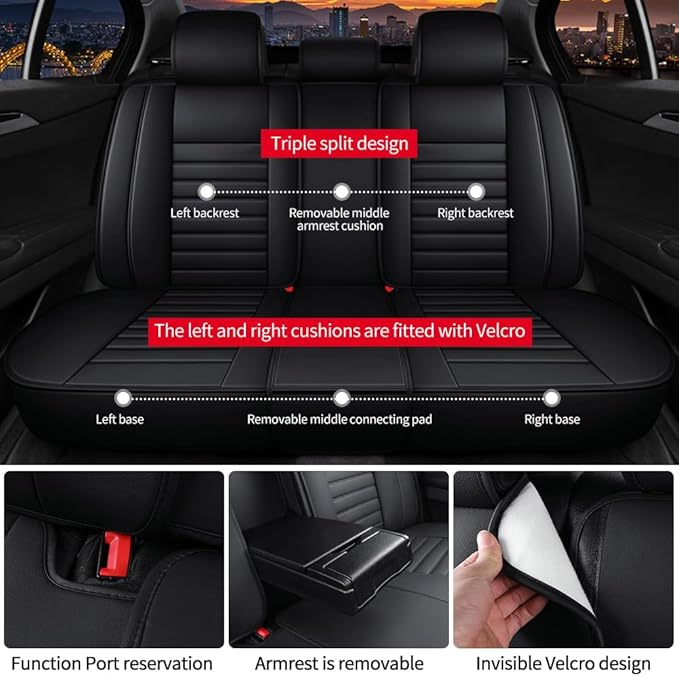 Leather Car Seat Covers for Volkswagen Golf 2001-2021,Car Seat Covers Full Set,Seat Covers with Safety,Waterproof Seat Cover Compatible Airbag(5pcs Black Standard)