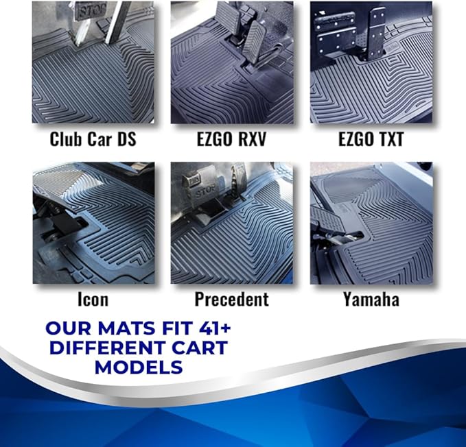 Shield Family/Club Clean Golf Cart Floor Mat, New & Improved, Only Golf Car Mat to Meet 6 ASTM Standard, Industry Standard Golf Cart Mat 8mm Thick – Patented – Fits Icon Models