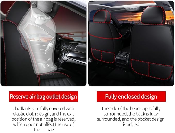 Leather Car Seat Covers for Volkswagen Golf Alltrack 2017-2019,Car Seat Covers Full Set,Seat Covers with Safety,Waterproof Seat Cover Compatible Airbag(5pcs Black Luxury)