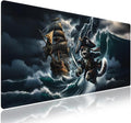 Wknoon. Extra Large Gaming Mouse Pad (31.5" x 11.8") with Durable Stitched Edges – Cute Pirate Kitty in The Stormy Ocean Waves Funny Cat Adventure Ship Sailing, Anti-Slip Base Extended XXL Desk Mat