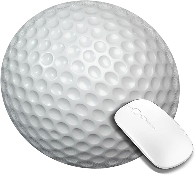 Golf Ball Texture Round Mouse Pad, Small Gaming Mousepad with Stitched Edge, Non-Slip Rubber Base Mouse Mat Office Desk Accessories for Laptop Computer Decor 7.9 X 7.9 Inch