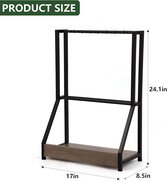 Golf Putter Stand for 9 Clubs & 9 Balls, Solid Wood & Iron Golf Club Rack, Golf Club Organizer Floor Stand, Golf Club Holder | Rustic Modern Design for Home, Office, Golf Course Accessories