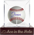 Personalized Engraved Baseball Display Case with Unique Pattern- Custom Wooden Individual Baseball Holder Box with UV Protected Clear Acrylic Cube, Wood Memorabilia Display Protecter for Collector Fan