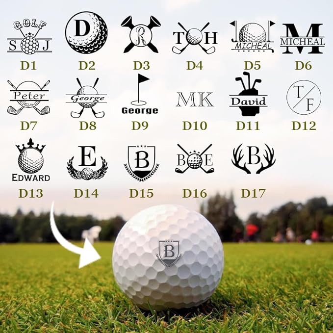 CALLIE Personalized Golf Ball Stamp | 4 Color & 2 Size Options | Custom Name Stamper for Golfers | Father's Birthday Christmas Gift, Golf Accessories (0.79''(2cm)-Big Colored Stamp)