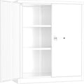 Greenvelly Metal Storage Cabinet - 36" H, Lockable Steel File Cabinet with Adjustable Shelves - Ideal for Home Office, Garage & School (32" W x 16" D White)