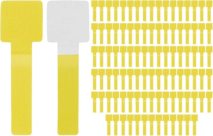 100-Pack Hook and Loop Cable Ties, 3.5 x 1.1 Inch Enhanced Self-Adhesive Cord Organizer for Desk/Home/Wall/Office Essentials, Cable Management Under Desk [Yellow]