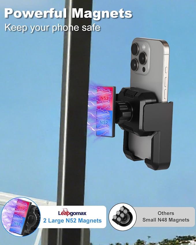 Golf Cart Phone Holder Mount Magnetic, Golf Cart Phone Caddy Compatible with iPhone/Galaxy/Google Pixel/Motorola Fit EZGO/Club Car/Yamaha/ICON/Zone