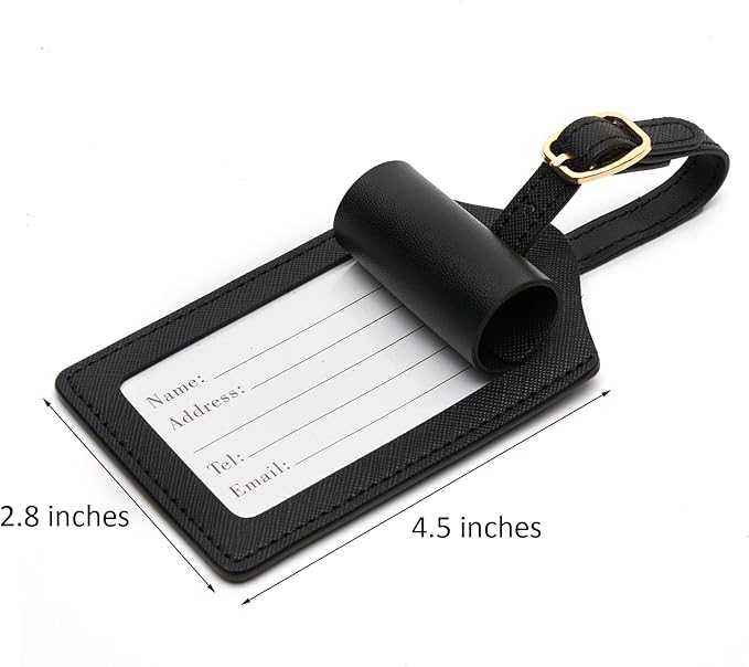Luggage Tag PU Leather for Suitcase Baggage Handbag Travel Bag Label Suitcase Tag Label Tag w. Name Card & Privacy Cover (Z)
