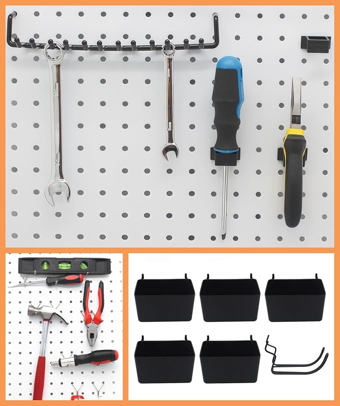 Calax 338PCS Pegboard Hooks Organizer Kit, Fit 1/8 or 1/4 inch Peg Board with Storage Bins, Pegboard Assortment Hooks Accessories Tool Hanging Storage for Garage, Kitchen, Bathroom (338)