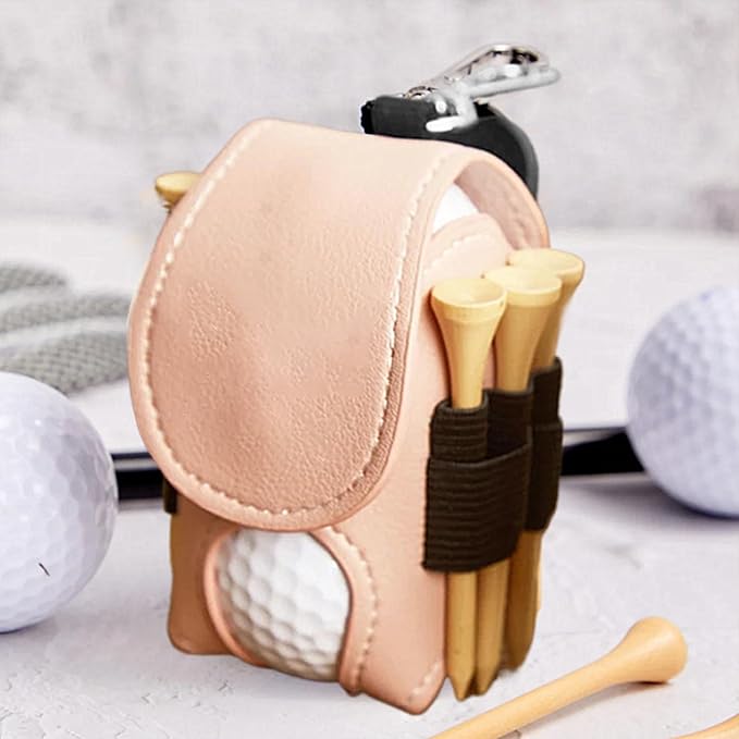 Leather Golf Ball Holder - Golf Ball Storage Pocket, Tee Bag with Sturdy Leather, Convenient and Tee Carry Pouch, Accessories Organizer for Course or Practice, Portable Pocket