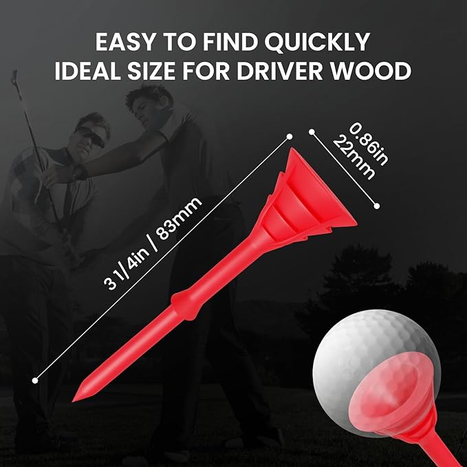 FINGER TEN Unbreakable Golf Tees Plastic 3 1/4 inch Value 50/100 Pack, Low Friction & Low Ball Spin Long Tees to Improve Distance & Accuracy, Durable Tees with Assorted Colors to Practice
