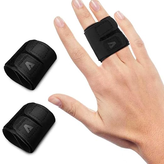 2PCS Finger Splints (No Metal Support) – Adjustable Neoprene Finger Straps/Wraps for Arthritis, Tendonitis & Athletic Stress Relief, Compression Tape for Sports (Basketball, Tennis, Volleyball, Badminton, Golf) – Double Finger Design, M