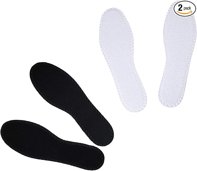 Happystep Cotton Terry Cloth Insoles, Barefoot Shoe Inserts, Sweat Absorption, Odor Control, Moisture-Wicking, Washable and Reusable, Zero Drop Shoe Insoles, 1 Pair Black and 1 Pair White (Women 10)
