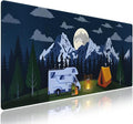 Wknoon. Extra Large Gaming & Office Mouse Pad (31.5" x 11.8") with Durable Stitched Edges – RV Camping Area in The Woods with a Cozy Tent and Campfire Outdoors Activity Themed, Anti-Slip XXL Desk Mat