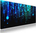 Wknoon. Extra Large Gaming Mouse Pad (31.5" x 11.8") with Durable Stitched Edges – Ethereal Blue Sparkling Light Rain, Anti-Slip Rubber Base & Smooth Fabric Surface Extended XXL Desk Mat