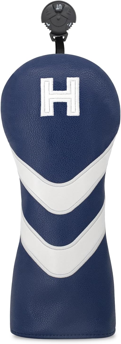 Golf Head Cover Golf Club Blue Leather Headcovers Set Fits Driver Fairway Wood Hybrid Utility Putter Iron Wedge Headcover.