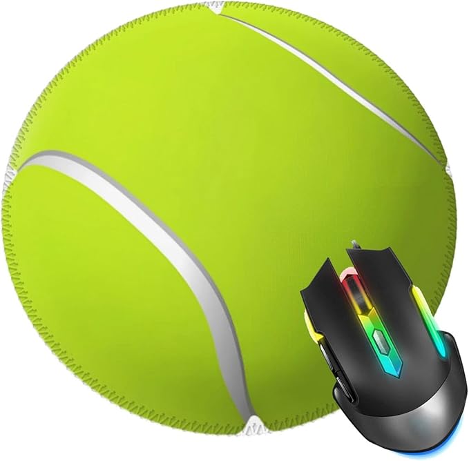 Tennis Ball Mouse Pad, Mouse Pads for Desk, Stitched Edge Mousepad with Non-Slip Rubber Base, Gaming Mouse Mat for Computer Laptop Home Office