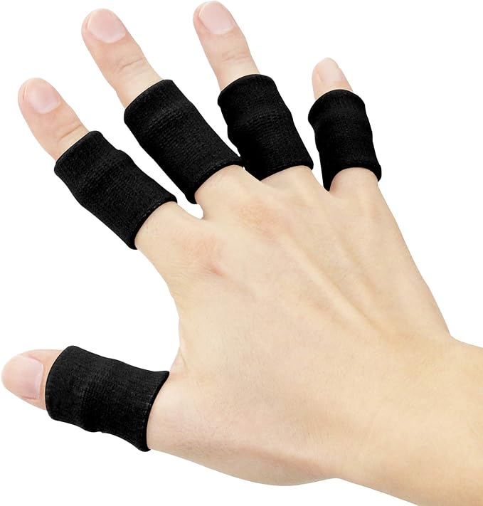 Finger Sleeves , Thumb Splint Brace For Finger Support, Breathable Elastic Finger tape, Compression pression Protector For Reliving Pain, Triggger Finger, Compression Aid For Sports, 10PCS (black)