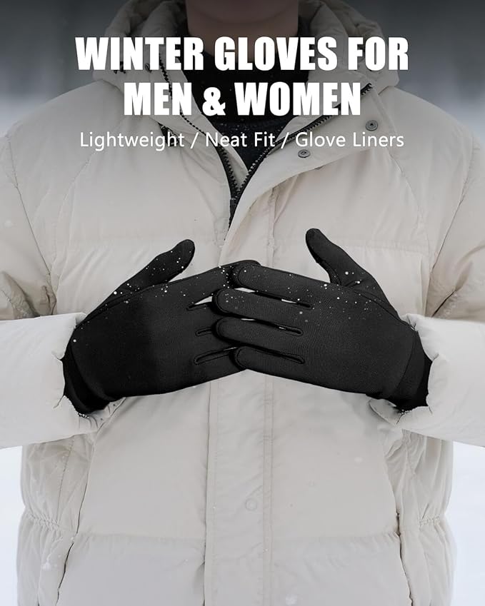 Aegend Lightweight Winter Gloves for Men Women, Warm Running Gloves Touchscreen Thermal Glove Liners for Cold Weather Driving, Cycling & Hiking, Non-Slip, Elastic Cuff, Stretchy, Durable