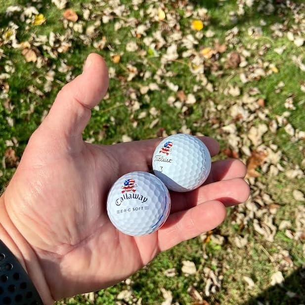 Golfdotz - USGA Rule Conforming Novelty Golf Ball Markers, Golf Ball Stickers for Marking Balls, No More Smearing from Stamps, Gifts for Golfers, Dads, and Retirees, (USA Collection; 32-Count)