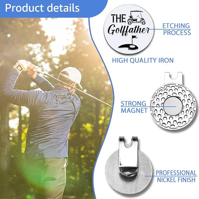Men Golf Ball Marker with Magnetic Hat Clip, Funny Golf Accessories Gifts for Men, Novelty Birthday Gifts for Male Golfer Fan