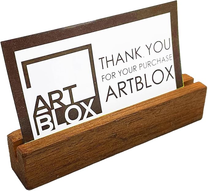 Artblox Personalized Office Desk Name Plate With Business Card Holder | Clear Acrylic Glass with Teak Wood Stand | Net Shape Design Customized with Your Name and Credentials Office Desk Décor
