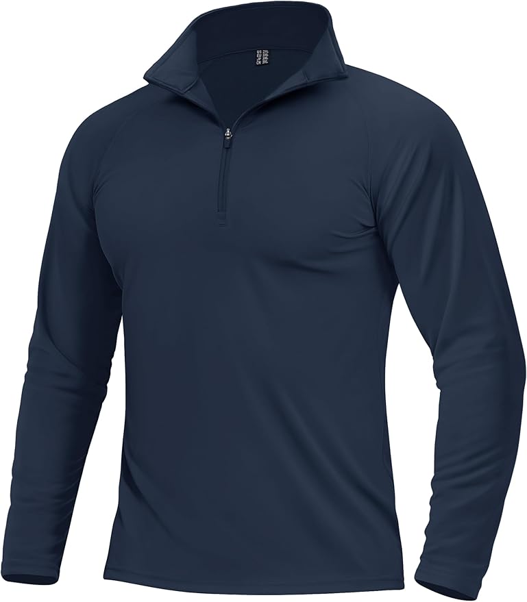 Boladeci Men's Quarter Zip Pullover Premium Fleece Lined Long Sleeve Golf Shirts Warm Hiking Shirts Lightweight Sweatshirts