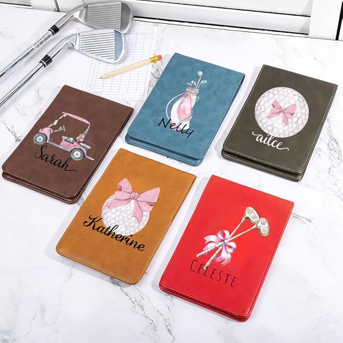 Personalized Leather Golf Scorecard Holder Customize Name Golf Yardage Book Cover Accessories Father Day Christmas Birthday Gifts for Men Women