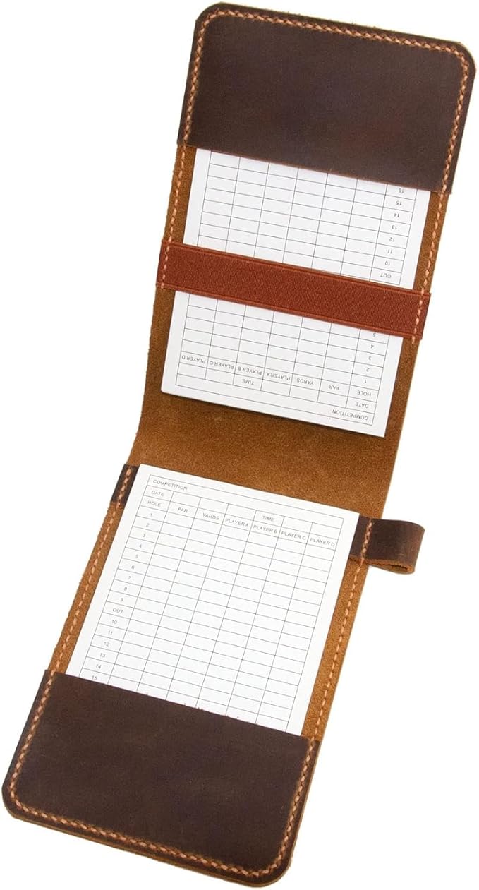 Personalized Golf Scorecard Holder Leather Hand Stitched, Yardage Book Holder, Golfers Gift, Gift for Him, Gift for Dad, Leather Golf Gifts