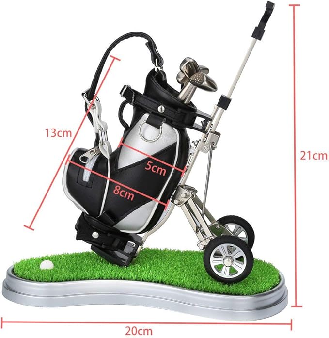 10L0L Golf Gifts for Christmas Day, Golf Pens with Golf Bag Holder & Pen Holder, Golf Souvenirs Gifts with 3 Pieces Golf Club Pens Office Desk Golf Bag Pencil Holder for Men Birthday