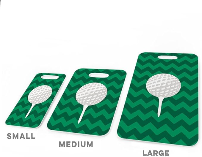 ChalkTalkSPORTS Golf Luggage & Bag Tag | Golf Ball and Tee | Custom Info on Back | Small | Green