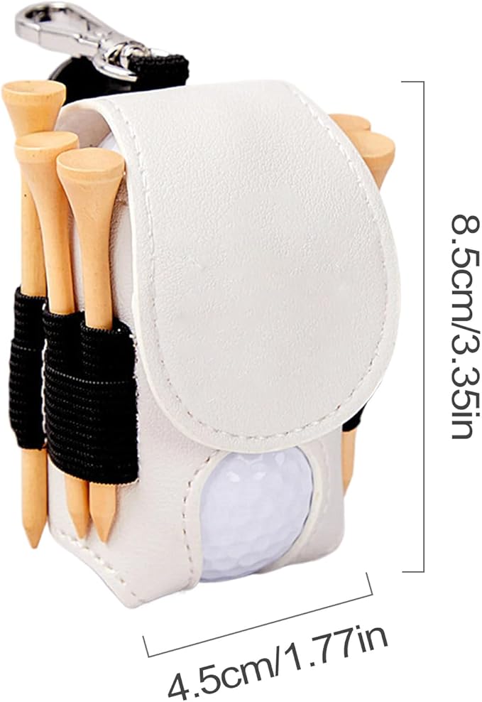 Leather Golf Ball Holder - Golf Ball Storage Pocket, Tee Bag with Sturdy Leather, Convenient and Tee Carry Pouch, Accessories Organizer for Course or Practice, Portable Pocket