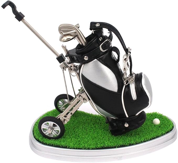 Golf Gift Golf Pens Holder, Golf Bag Holder with 3 Pieces Aluminum Pen Golf Bag Pencil Holder for Men