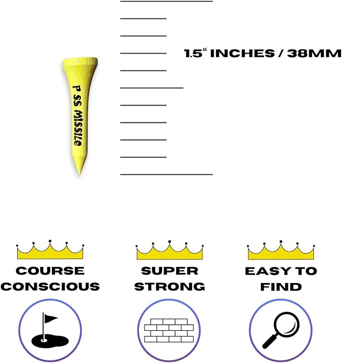 Driver Darts by P*ss Missile, Premium Bamboo Wood Golf Tees - Iconic Tee Packging and Style, Cool Golf Gifts