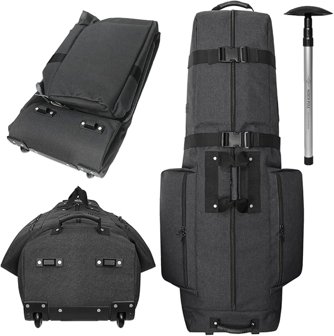 CaddyDaddy Constrictor Soft-Sided Golf Travel Bag Cover with Thick Dense Foam Padded Top 1 Year Full Travel Bag Replacement Coverage | Wheels & Lockable Zippers Case for Transporting Clubs on Airlines