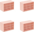 Feadily 4PCS Small Drawer Organizer for Desk, Desktop Drawer Organizer with 9 Clear Drawers, Plastic Desktop Storage Drawers 7.1 Inch x 3 .9 Inch x 4.7 Inch, Pink