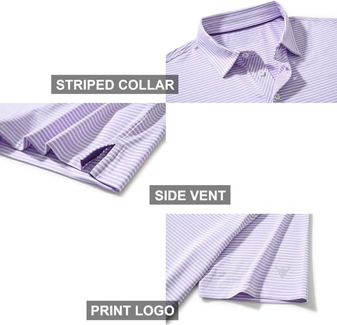 Golf Shirts for Men Dry Fit Short Sleeve Print Performance Moisture Wicking Polo Shirt