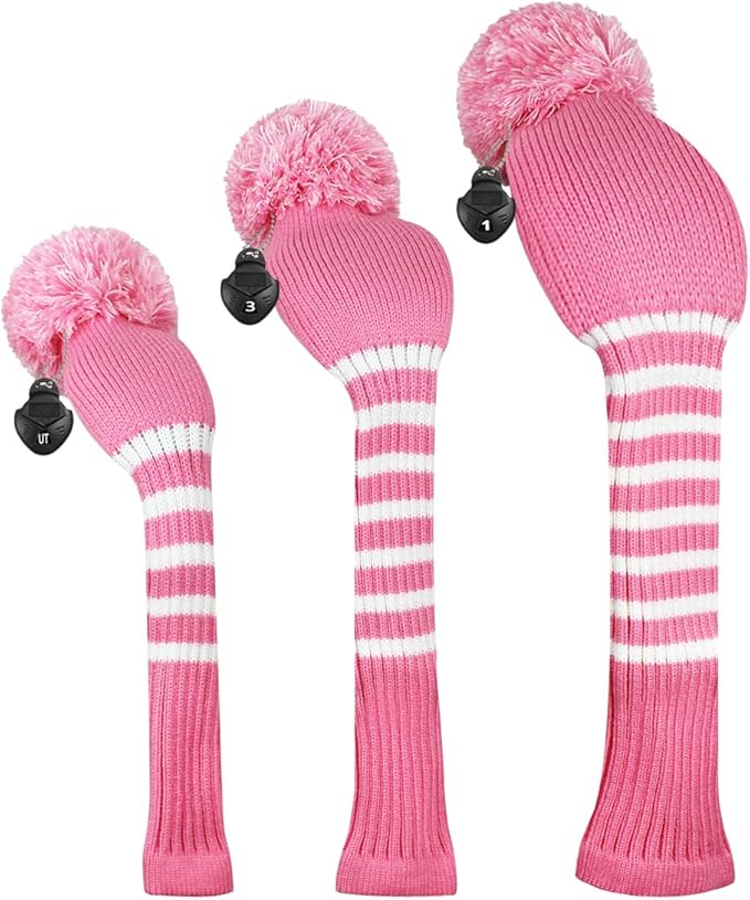 Scott Edward 1/3/4PCS Multi-Style Optional Individualized Knit Golf Club Head Covers, Driver Wood(460cc) Fairway Wood and Hybrid(UT)，for Male/Female Golfers,Custom