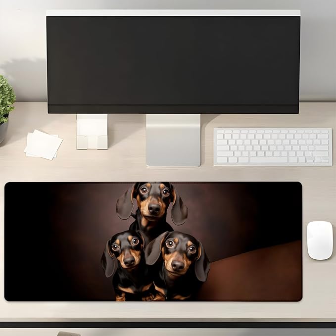 Dachshund Gaming Mouse Pad Gifts 31.5" x 11.8", Non-Slip Rubber Base MousePads for Computers Laptop School Office Home Accessories Decor, Mouse Pad, Keyboard Desk Mat