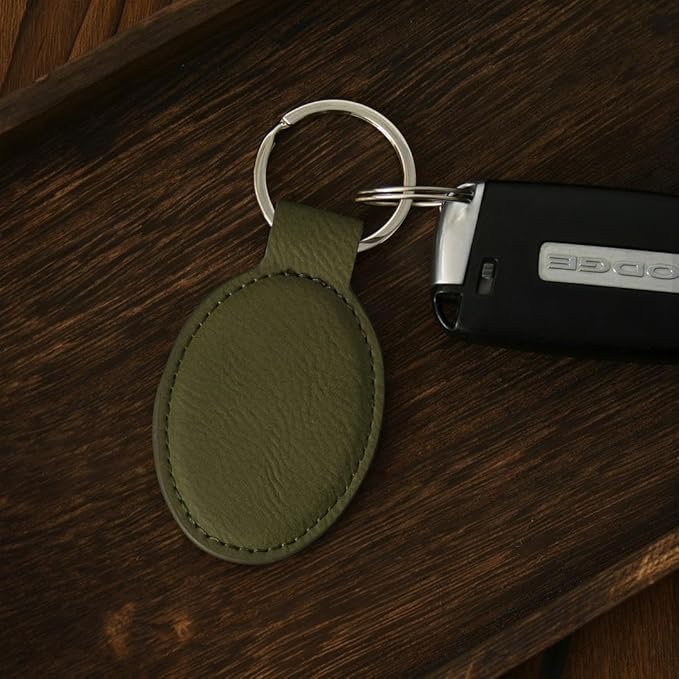 LaserGram Oval Keychain, Golf Ball, Personalized Engraving Included (Camo Green)
