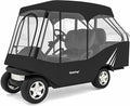 Rosefray Golf Cart Enclosure, 2+2 Drivable Rain Cover, Short Roof 58" - EZGO, Club Car - Durable Door Zipper - 4 Seater Golf Cart Cover Glowing at Night