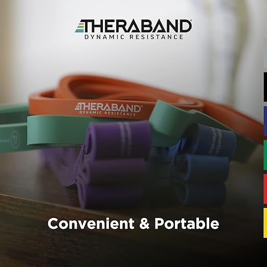 THERABAND High Resistance Band, Elastic Super Bands for Improving Flexibility, Injury Rehab, & Full Body Workouts, Heavy Duty Stretch Bands for Powerlifting, X-Heavy, Purple, 50 lbs. Resistance