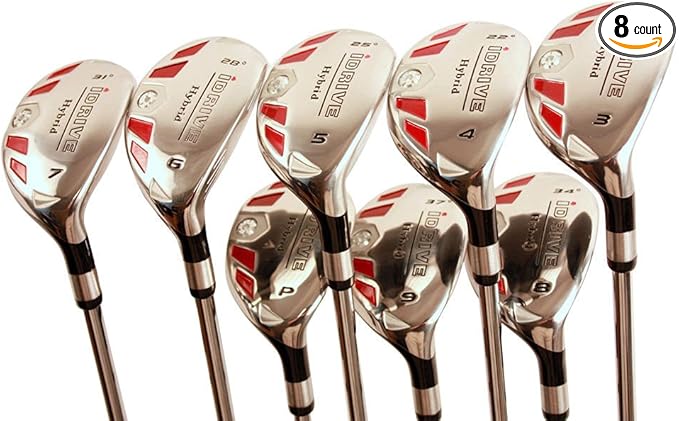 Petite Senior Women's Golf Clubs All Ladies iDrive Hybrids Full Set Includes: #3, 4, 5, 6, 7, 8, 9, PW. Lady L Flex Right Handed New Utility Clubs. (Petite - 4'10'' to 5'3") 55+ Years Old