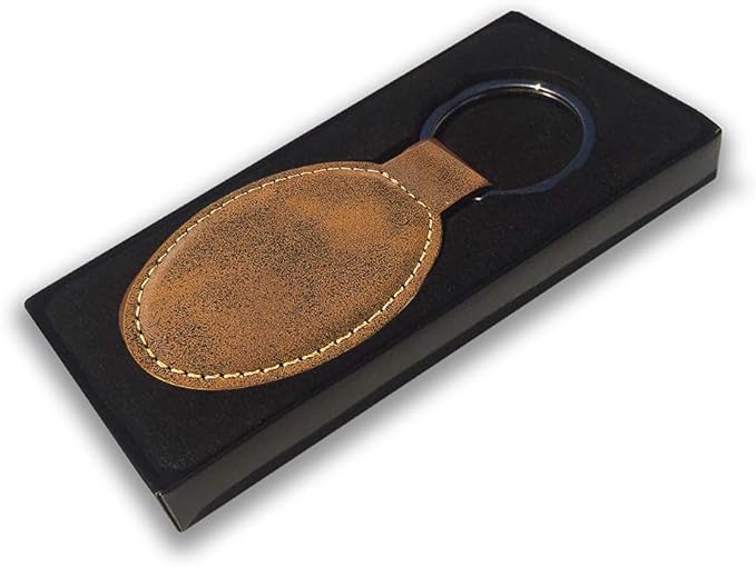LaserGram Oval Keychain, Golf Ball, Personalized Engraving Included (Rustic with Gold)