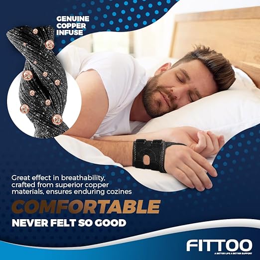 FITTOO Wrist Brace for TFCC Tears, Real Copper Infused TFCC Wrist Brace with Ring Pad for TFCC Tears, Ulnar Sided Wrist Pain, DRUJ Instability, Universal Size for Men & Women Right-M