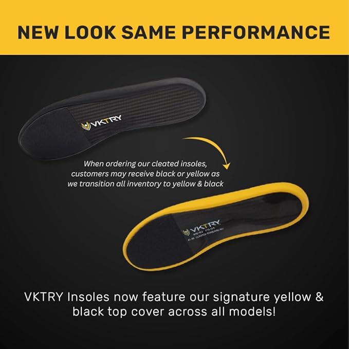 VKTRY Gold for Cleated Shoes - Carbon Fiber Performance Insoles Customized Athletic Inserts for Football, Baseball, Soccer, Golf, Lax & More | Run Fast, Jump High, US M5-5.5, W7-7.5, <120lb