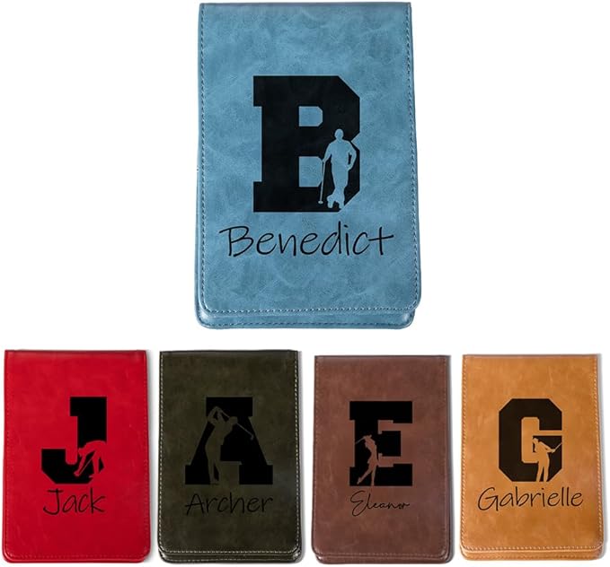 Personalized Leather Golf Scorecard Holder Customize Name Golf Yardage Book Cover Accessories Father Day Christmas Birthday Gifts for Men Women