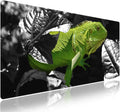 Wknoon. Extra Large Gaming & Office Mouse Pad (31.5" x 11.8") with Durable Stitched Edges – Nature Animal Green Iguana in a Bush, Anti-Slip Rubber Base & Smooth Cloth Surface Extended XXL Desk Mat