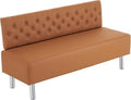 OmySalon Waiting Room Bench with Back, 58.6’’ Office Guest Chair Upholstered Reception Seating, Lobby Furniture for Beauty Salon Barbershop Airport Bank Hall Room Conference, Button Tufted, Brown
